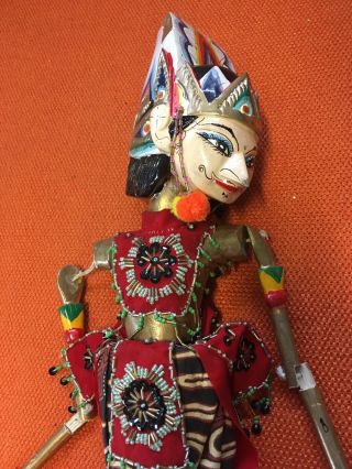 Vintage Wayang Doll Indonesian Wood Puppet Golek Asian Javanese Painted Oriental