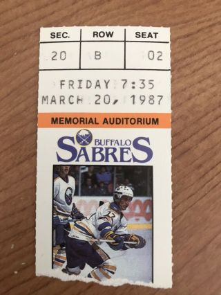 1986 - 87 Buffalo Sabres Vs Montreal Canadiens Ticket Stub With Bonus Dvd