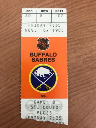 1985 - 86 Buffalo Sabres Vs St Louis Blues Vintage Ticket Stub W/bonus Dvd