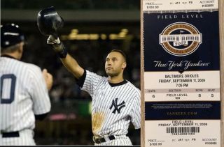 9/11/2009 Derek Jeter Yankees Hit Record Passes Gehrig Orioles Mlb Ticket Stub