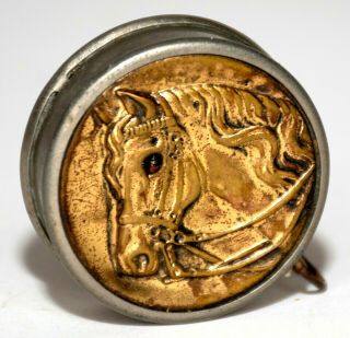 Antique Brass German Embossed Horse W/glass Eye Figural Tape Measure 1 - 1/4 " W