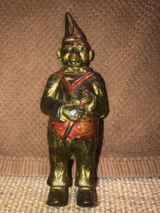 Antique Cast - Iron Clown Bank.  A C Williams 1908.  Gold Tone.  6 3/16 Inches Tall.