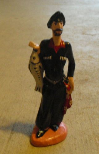 Vintage Hand Painted Ceramic Fisherman Man Figurine 6 3/4 " Tall