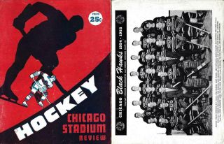 1954 Chicago Black Hawks Vs Montreal Canadiens Game Program,  Team Photo - Ex,