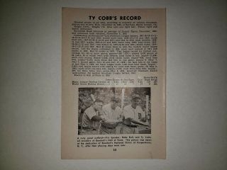Ty Cobb Babe Ruth Tris Speaker 1950 Louisville Slugger Sheet