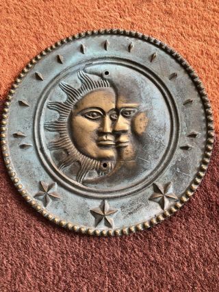 Vintage Brass Sundial Sun And Moon - Missing Dial