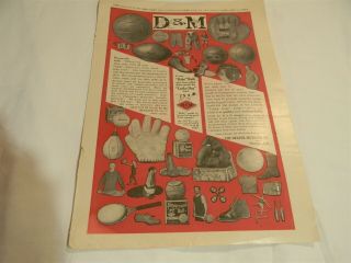 Vintage 1920 D & M Draper - Maynard Co.  Sporting Goods Large Man Cave Print Ad 5i2