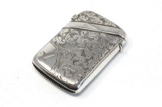 A Quality Antique Victorian C1894 Solid Silver Engraved Vesta Case 23216