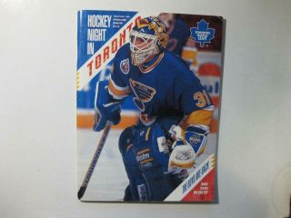 Toronto Maple Leafs Vs St.  Louis Blues Hockey Program 1993 - 94 Curtis Joseph Cujo