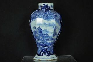 Antique 18thc Dutch Delft Blue And White Vase - Signed