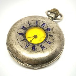 Antique Victorian Sterling Silver Half Hunter Pocket Watch 202