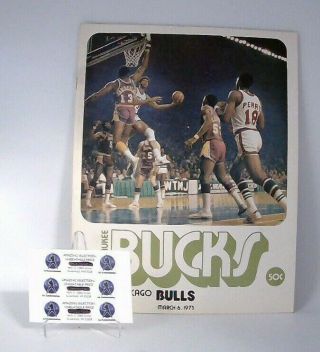 Vintage Milwaukee Bucks Vs Chicago Bulls Marked Program March 6 1973