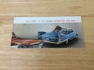 Vintage Advertising Color Booklet: " The Story Of The Solid Plymouth For 1960 "