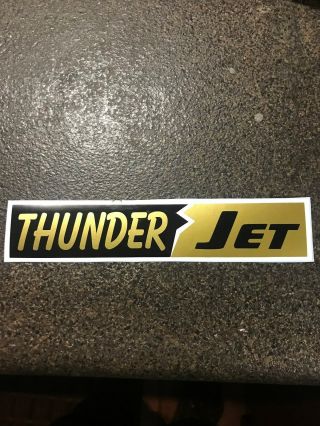 2 " X 9 " Vintage (remake) Sno - Jet Thunder Jet Sticker Black,  White And Gold Vinyl