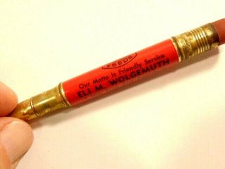 Vintage Advertising Bullet Pencil: Quality Feeds,  Eli M.  Wolgemuth,  Manheim,  Pa