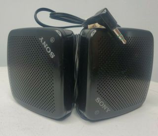 Vintage Black Small Portable Sony Speakers Model No.  Srs - 5 Ae
