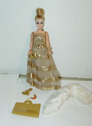 Vintage Dawn Model Agency Doll Denise W/ Gold Go Round Outfit Shoes & Portfolio