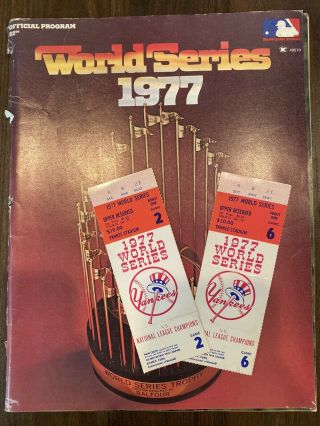 1977 World Series York Yankees Program And Game 2 & 6 Ticket Stubs