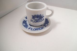 Vintage Florida Souvenir Miniature Cup & Saucer Mom & Made I Love You Both