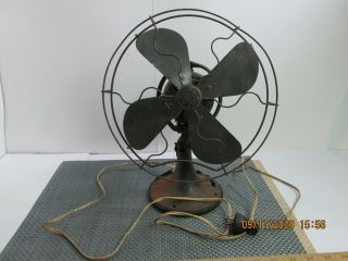 Antique General Electric 10 " Ge Aluminum? Blades Two Speed Oscillating Fan