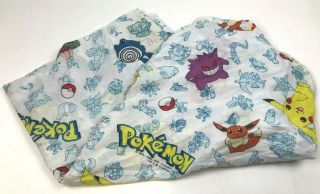Vtg Pokemon 1998 Fitted Bed Sheet Twin Fabric Cutter Pikachu Pollywhirl