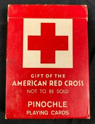 Vintage Gift Of The American Red Cross Pinochle Playing Card Deck D 91020
