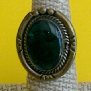 Vintage Sterling Silver Ring Blue/green Stone,  Size 6.  25,  Marked Sterling Stc