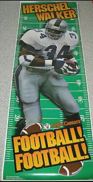Herschel Walker Dallas Cowboys 1996 Little Caesar Pizza F3 Poster 75 " X 26 "