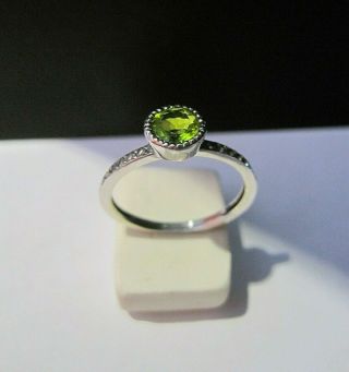 Vintage,  925 Sterling Silver Ring With A Green Stone.  Ussr Silver Ring