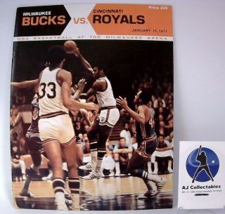 Vintage Milwaukee Bucks Vs Cincinnati Royals Program Unmarked Scorecard1/15/1971