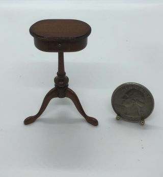 Miniature Doll House Accent Table With Drawer Signed