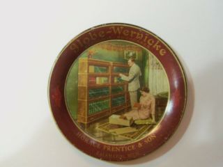 Antique Vintage Tin Tip Tray Globe - Wernicke Sectional Bookcases Kalamazoo,  Mi.
