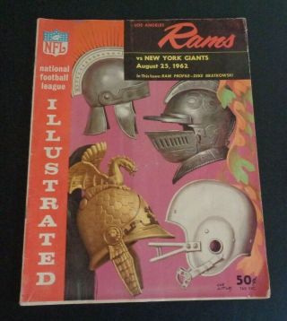 Los Angeles Rams York Giants 8/25/62 Nfl Football Vintage Game Program 1962