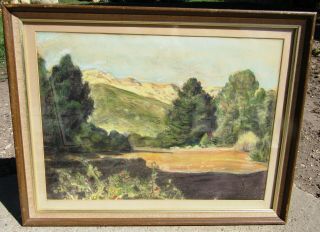 Signed Vintage California Impressionist Pastel Painting Landscape