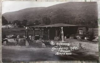 Vtg 1920’s Rppc The Cascades Wallingford Danby Vermont State Rd Service Station