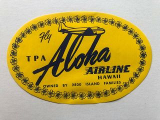 Vintage Aloha Hawaii Airlines Luggage / Baggage Label