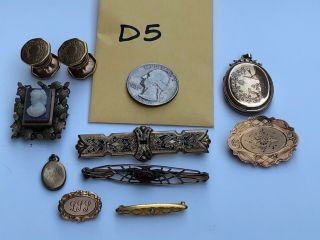 Antique Victorian & Vintage Gold Filled ? & Sterling ? Jewelry Not Scrap D5