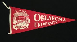Vintage University Of Oklahoma Sooners Football Pennant Cotton Bowl Dallas Texas