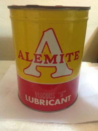 Vintage 5 Lb Alemite Grease Can Part Full Great Graphics