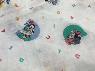 Vtg Disney Babies Baby Mickey Minnie Fitted Crib Sheet Dundee Alphabet Letters