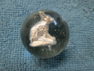 Antique German Sulphide Marble - 1.  24 " - Rabbit Figurine
