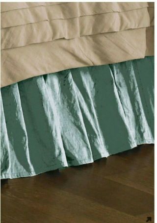 Soft Surroundings Silk Provencal Bedskirt - Antique Blue - Queen