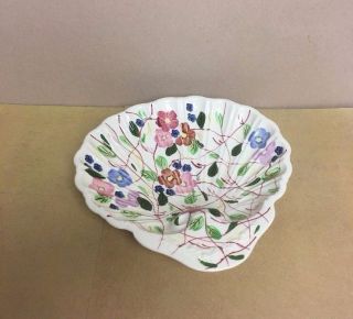 Vtg Blue Ridge Pottery Chintz Shell Shaped Dish Plate Art Pottery Floral - Usa