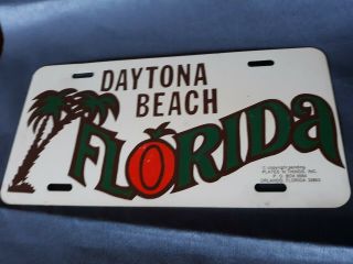 Vintage Metal Daytona Beach Florida License Plate Vanity Fl Souvenir Tag