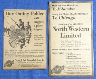 Vintage 1916 Chicago North Western Line Railroad Train Newspaper Print Ad