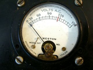 Vintage Weston Volts Ac Meter Voltmeter Model 517 Newark Nj Usa 0 - 150 V