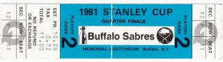 Buffalo Sabres - - 1981 Stanley Cup Playoff Ticket - -