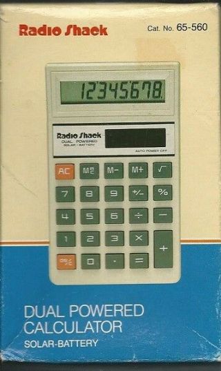 Vintage Radio Shack Solar Battery Ec - 414 Calculator Cat 65 - 560,  Box