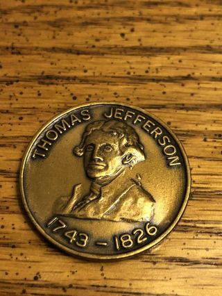 Vintage Thomas Jefferson 1743 - 1826 Embossed Coin Monticello Virginia