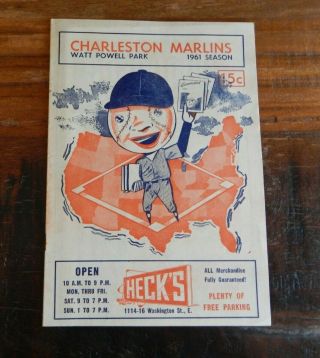 1961 Charleston Marlins Vs Jerseys City Jerseys Minor League Baseball Program 2